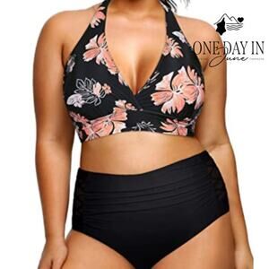 Yonique Plus Size High Waist Bikini Swimsuit Size 12W